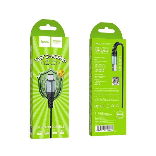 Data- og ladekabel USB-A til microUSB HOCO X38 Cool, 18 W, 1 m, svart
