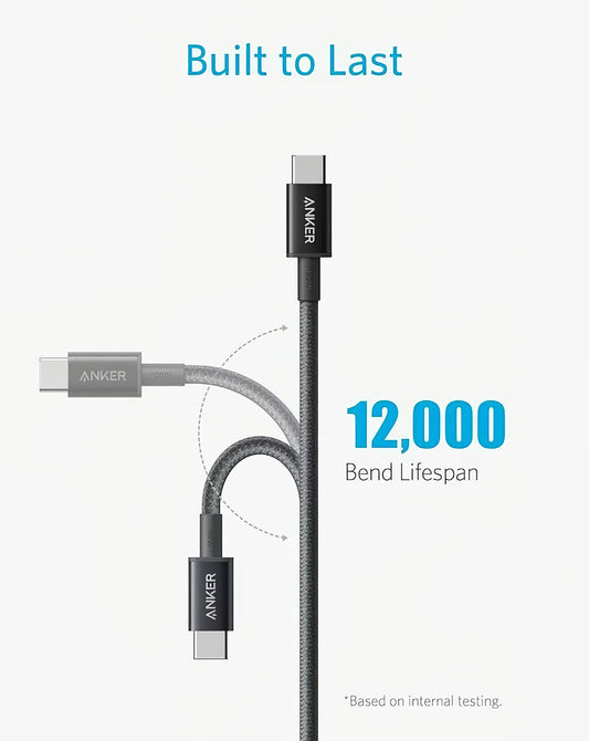 USB-C data- og ladekabel - USB-C Anker 310, 240 W, 0,9 m, svart A81D5H11