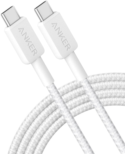 USB-C data- og ladekabel - USB-C Anker 322, 60W, 0,9m, hvit A81F5G21