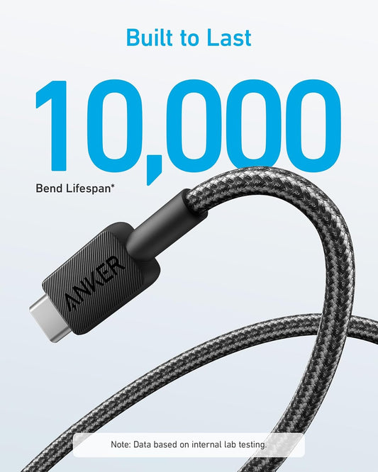 Data- og ladekabel USB-A - USB-C Anker 322, 18W, 0,9m, svart A81H5G11