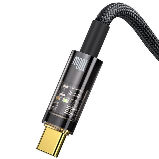 USB-A til USB-C Baseus Explorer data- og ladekabel, 100 W, 1 m, svart CATS000201
