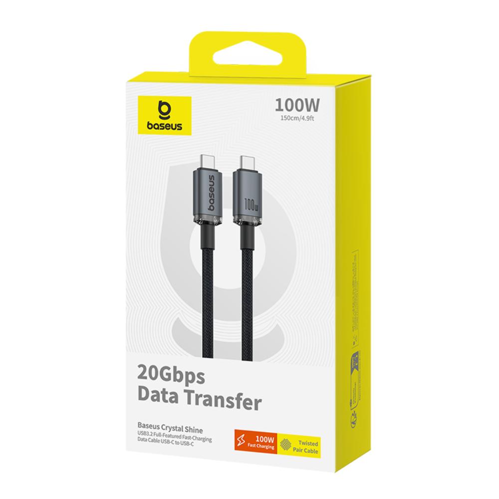 USB-C Data- og Ladekabel - USB-C Baseus Crystal Shine Series, 100W, 1.5m, Svart P10318204111-00