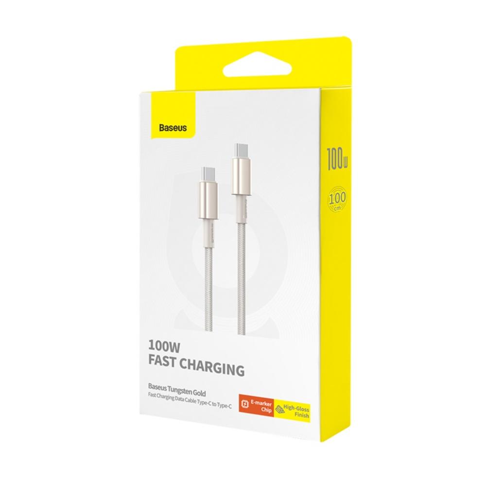USB-C til USB-C data- og ladekabel Baseus Tungsten Gold, 100W, 1m, Gull P10319800G21-00