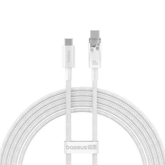 USB-C til USB-C Baseus Explorer data- og ladekabel, 100W, 2m, Hvit P10319703221-01
