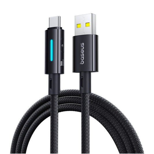 USB-A - USB-C Baseus Lit Button Control data- og ladekabel, 100W, 2m, Svart P10379002121-01
