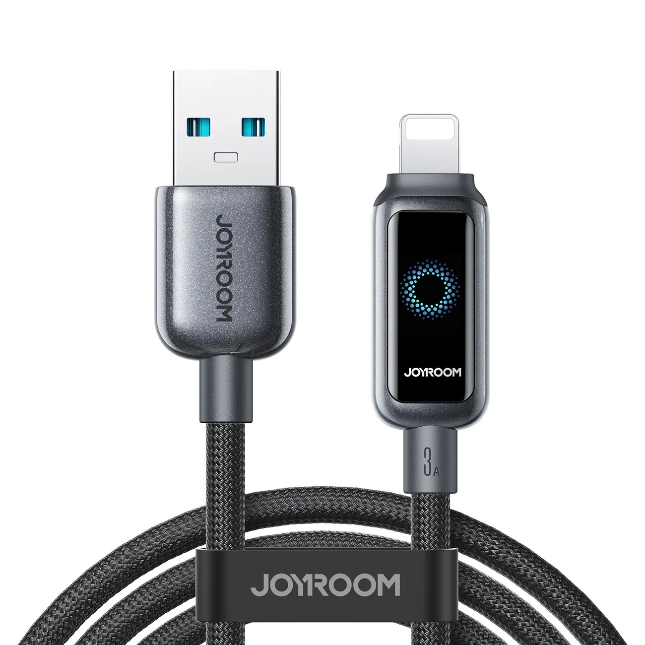 Data- og ladekabel USB-A - Lightning Joyroom S-A55 StarFlight Display, 18W, 1.2m, Svart