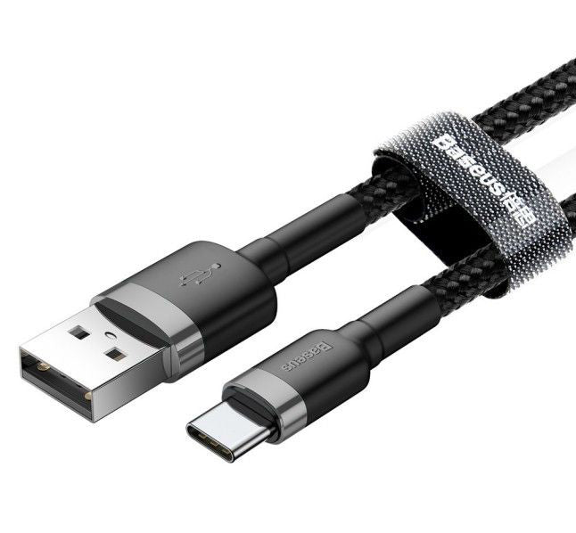 Data- og ladekabel USB-A - USB-C Baseus Cafule, 18 W, 2 m, grå CATKLF-CG1