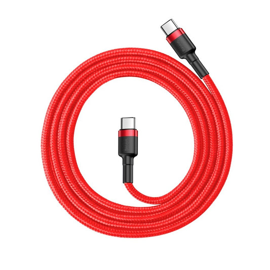 USB-C data- og ladekabel - USB-C Baseus Cafule, 60W, 1m, rød CATKLF-G09