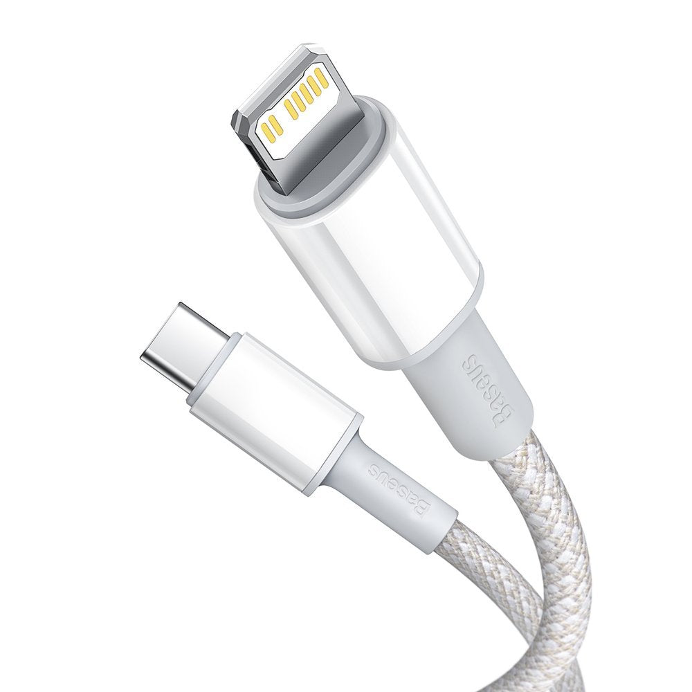 USB-C - Lightning Baseus flettet data- og ladekabel med høy tetthet, 20 W, 1 m, hvit CATLGD-02