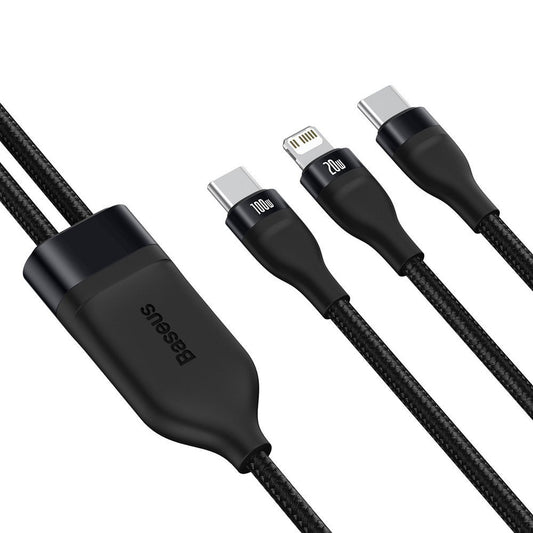 USB-C - Lightning / USB-C Baseus Flash Series 2in1, 100W, 1.2m, Svart CA1T2-F01