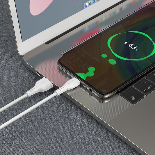 Data- og ladekabel USB-A - USB-C Borofone BX51 Triumph MP, 18 W, 1 m, hvit