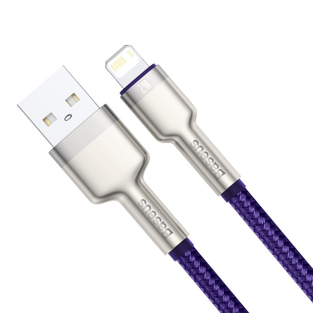 Data- og ladekabel USB-A - Lightning Baseus Cafule Metal Series, 18 W, 1 m, lilla CALJK-A05