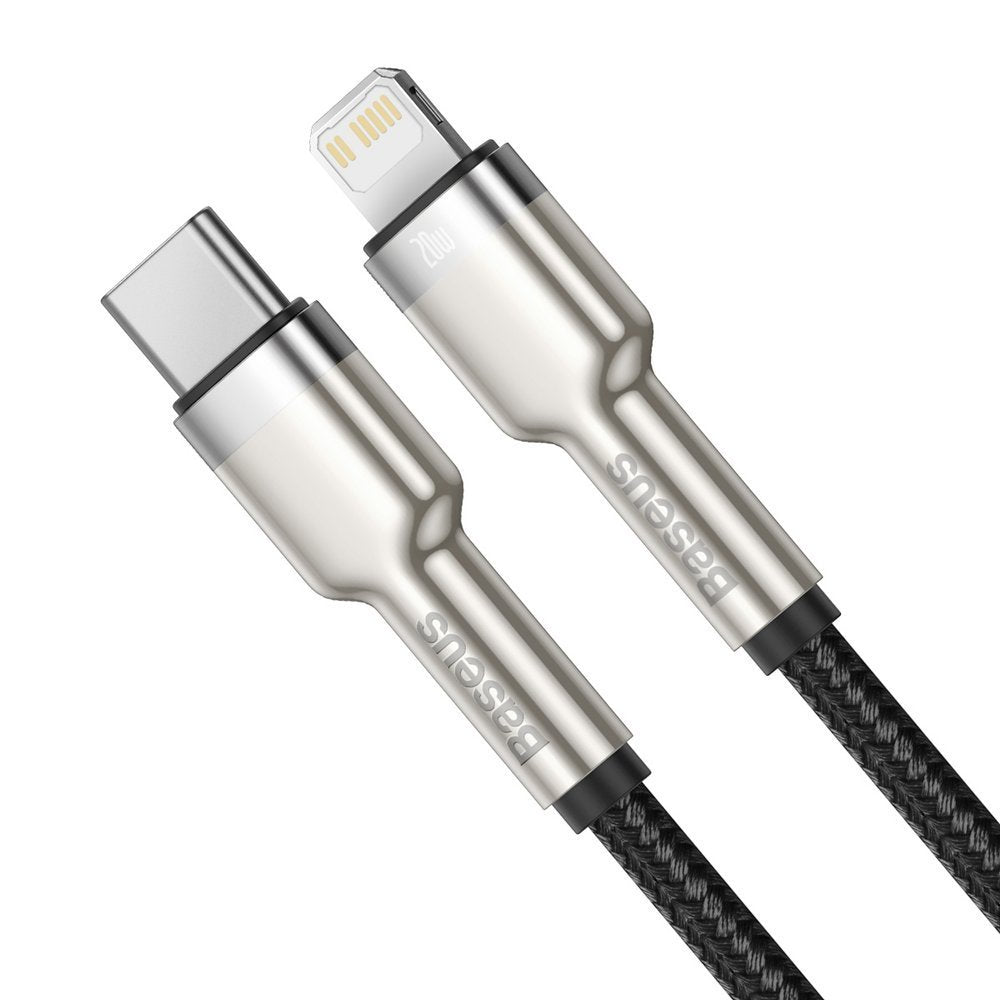 Data- og ladekabel USB-C - Lightning Baseus Cafule Metal Series, 20 W, 1 m, svart CATLJK-A01