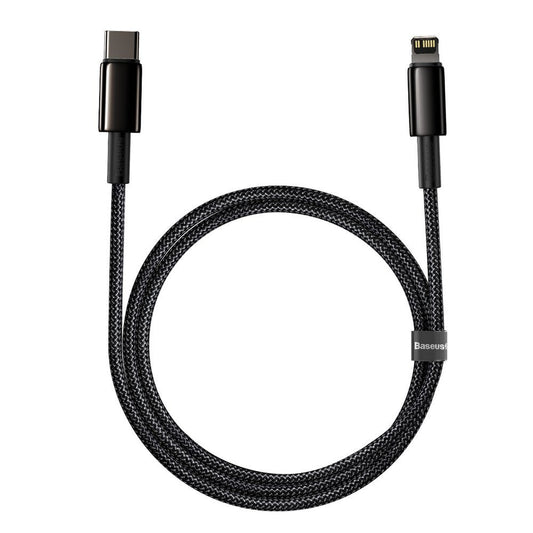 Data- og ladekabel USB-C - Lightning Baseus Tungsten Tungsten Gold, 20 W, 1 m, svart CATLWJ-01 CATLWJ-01