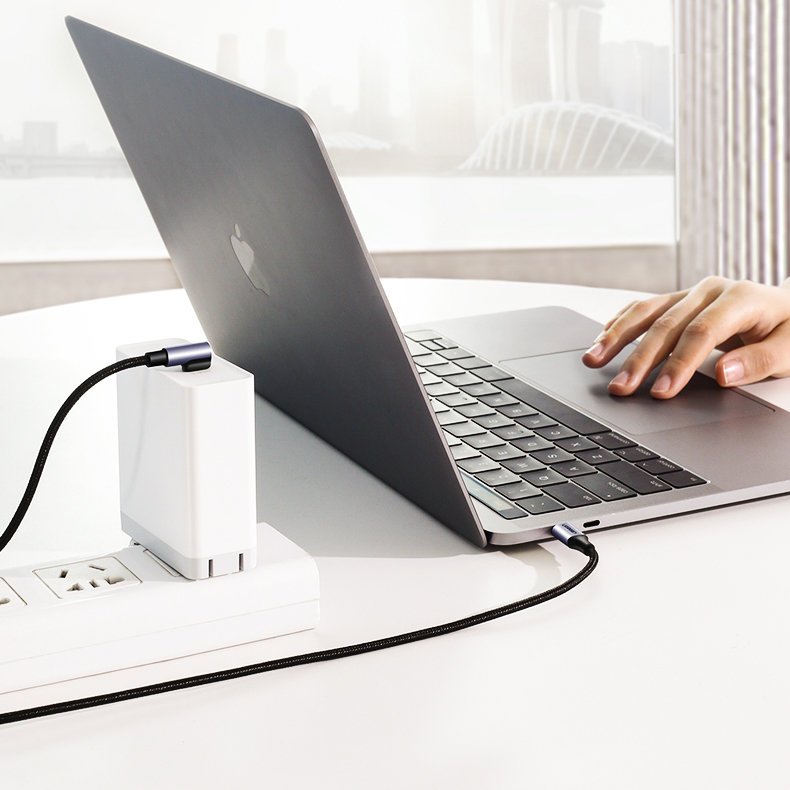 USB-C til USB-C data- og ladekabel UGREEN US255 Angled, 60W, 1m, Grå