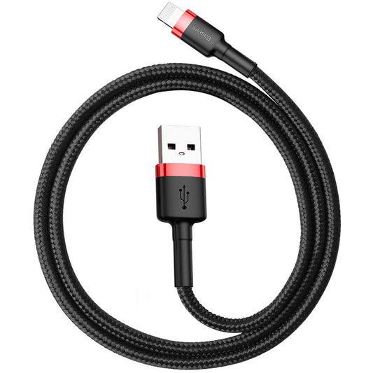 Data- og ladekabel USB-A - Lightning Baseus Cafule, 18W, 0,5m, rød CALKLF-A19