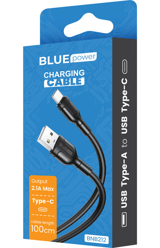 USB-A til USB-C data- og ladekabel BLUE Power BNB212, 18 W, 1 m, svart