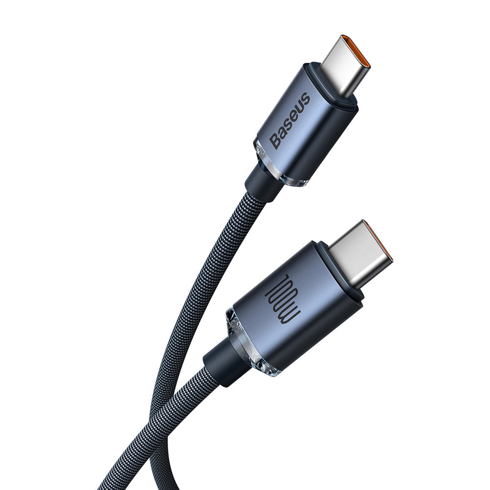 USB-C data- og ladekabel - USB-C Baseus Crystal Shine Series, 100 W, 2 m, svart CAJY000701