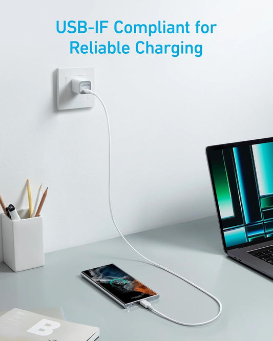 USB-C data- og ladekabel - USB-C Anker 322, 60W, 0,9m, hvit A81F5G21