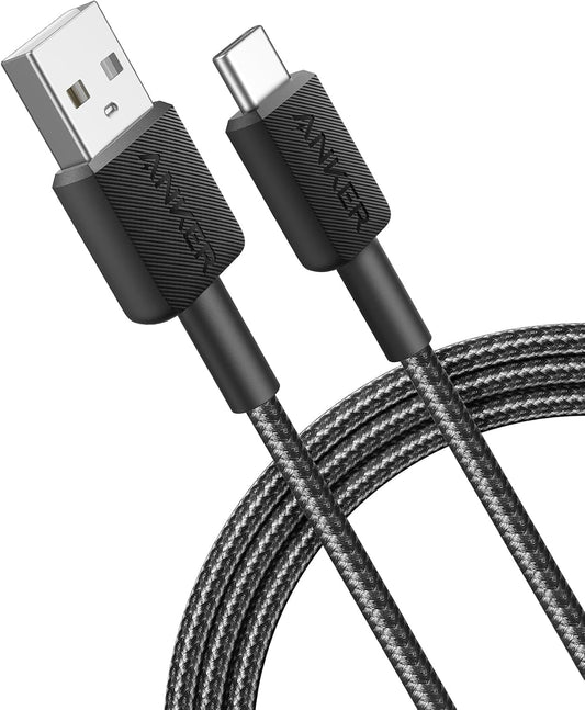 Data- og ladekabel USB-A - USB-C Anker 322, 18W, 0,9m, svart A81H5G11