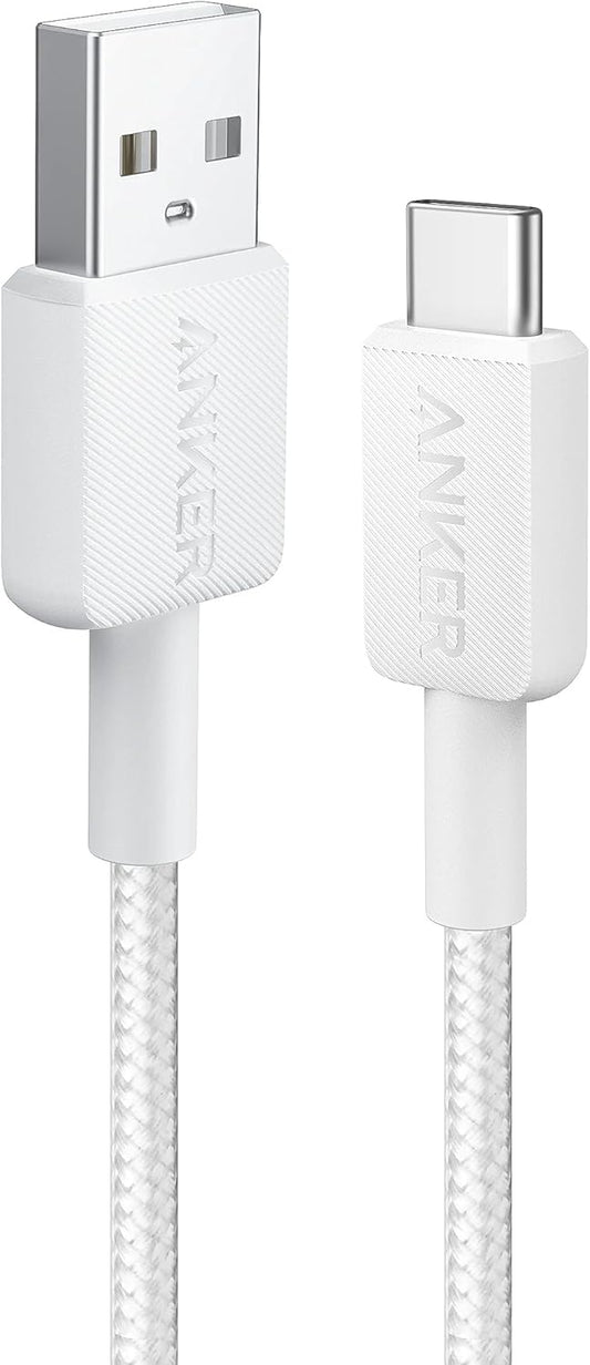 Data- og ladekabel USB-A - USB-C Anker 322, 18W, 0,9m, hvit A81H5G21