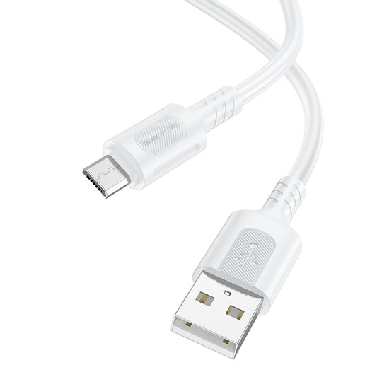 Data- og ladekabel USB-A - microUSB Borofone BX111 Feliz, 18W, 1m, hvit