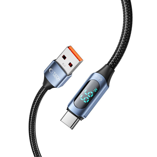 USB-A til USB-C Tech-Protect Ultraboost LED-data- og ladekabel, 66 W, 1 m, blå