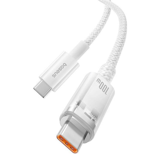 USB-C til USB-C Baseus Explorer data- og ladekabel, 100W, 2m, Hvit P10319703221-01
