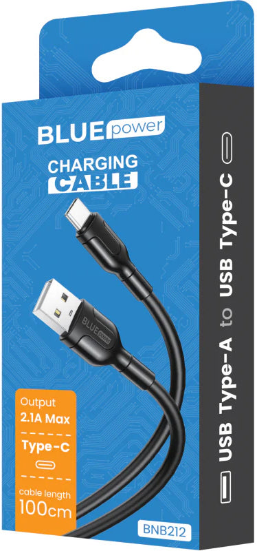 Data- og ladekabel USB-A - USB-C Blue Power BNB212, 18W, 1m, Hvit