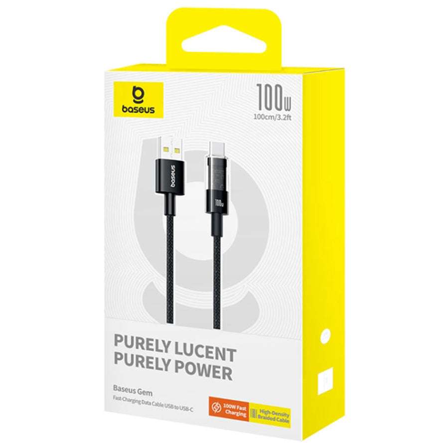 USB-A til USB-C Baseus Gem data- og ladekabel, 100W, 1m, Svart P10373002111-00