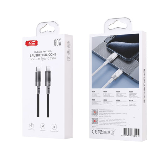 USB-C til USB-C data- og ladekabel XO Design NB-Q282B, 60W, 1m, Svart