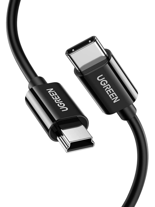 USB-C til miniUSB UGREEN US242 data- og ladekabel, 18W, 1m, Svart