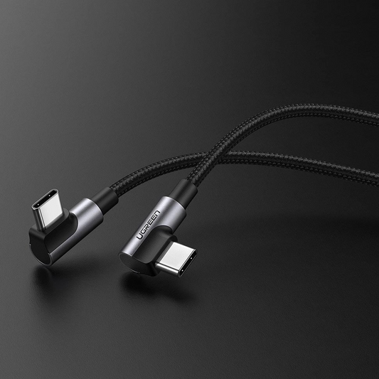 USB-C til USB-C data- og ladekabel UGREEN US323 Angled, 60W, 2m, Svart