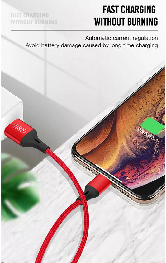 USB-A - microUSB Data- og Ladekabel XO Design NB143, 18W, 1m, Rød