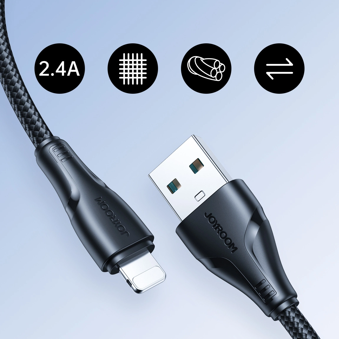USB-A - Lightning lade- og datakabel Joyroom S-A11, 18W, 1.2m, Svart