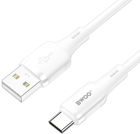 USB-A til USB-C data- og ladekabel BWOO X329C, 18W, 1m, hvit