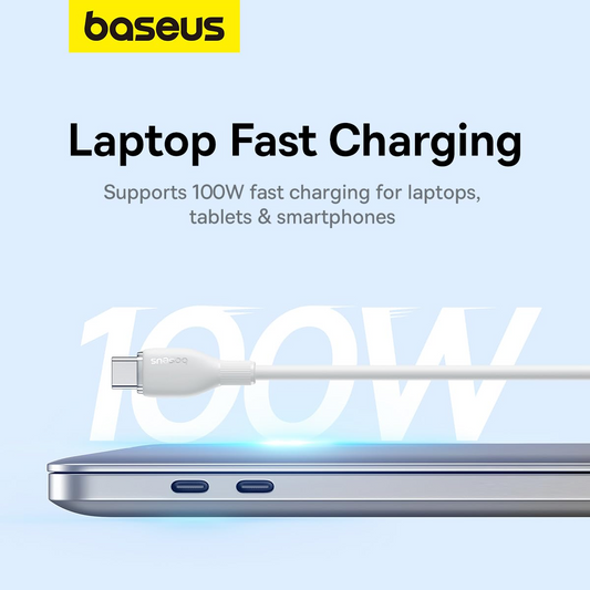 USB-C Data- og Ladekabel - USB-C Baseus Pudding, 100W, 1.2m, Hvit P10355702221-00