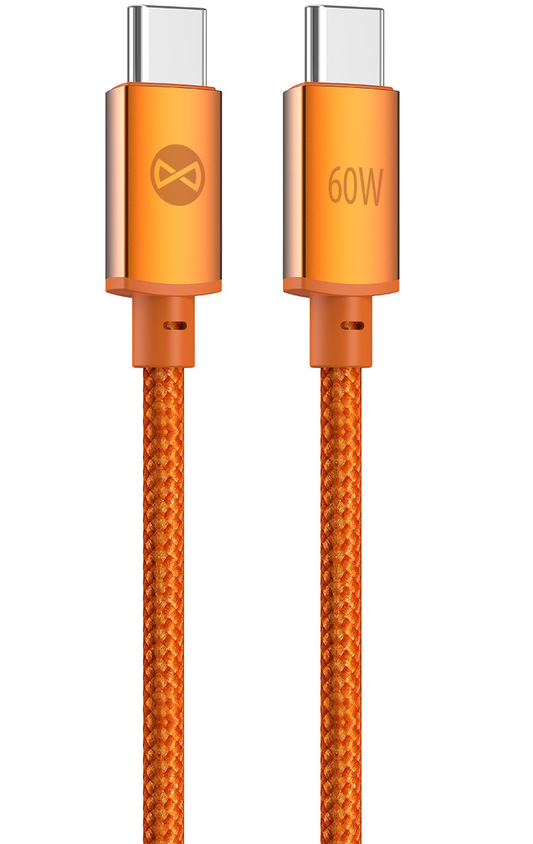 USB-C Data- og ladekabel - USB-C Forever Saffron, 60W, 1m, Oransje