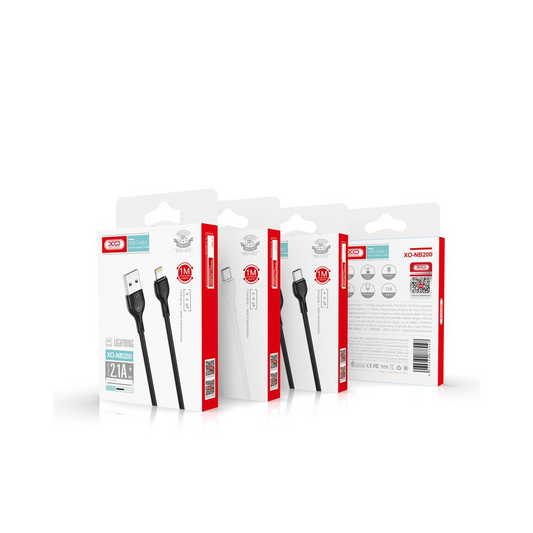 USB-A - Lightning Data- og Ladekabel XO Design NB200, 10W, 1m, Svart