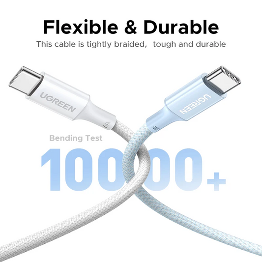 USB-C Data- og ladekabel - USB-C UGREEN L502 (35221), 100W, 2m, Hvit