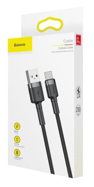 Data- og ladekabel USB-A - USB-C Baseus Cafule, 18 W, 2 m, grå CATKLF-CG1