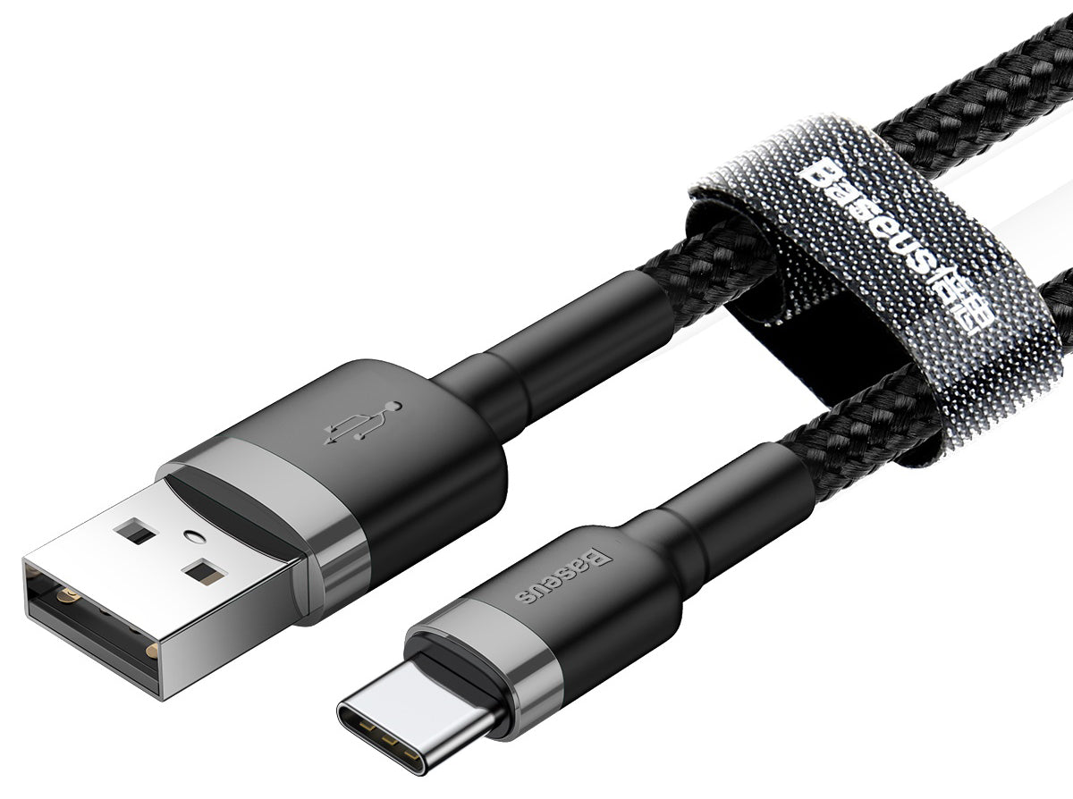 Data- og ladekabel USB-A - USB-C Baseus Cafule, 60W, 1m, Grå CATKLF-BG1