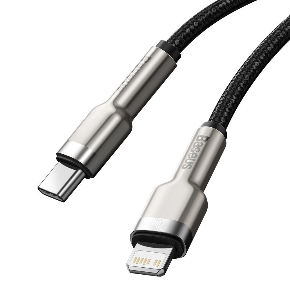Data- og ladekabel USB-C - Lightning Baseus Cafule Metal Series, 20 W, 1 m, svart CATLJK-A01