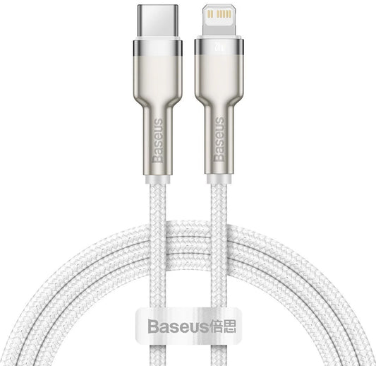 USB-C til Lightning Baseus Cafule Metal Series, 20W, 2m, Hvit CATLJK-B02