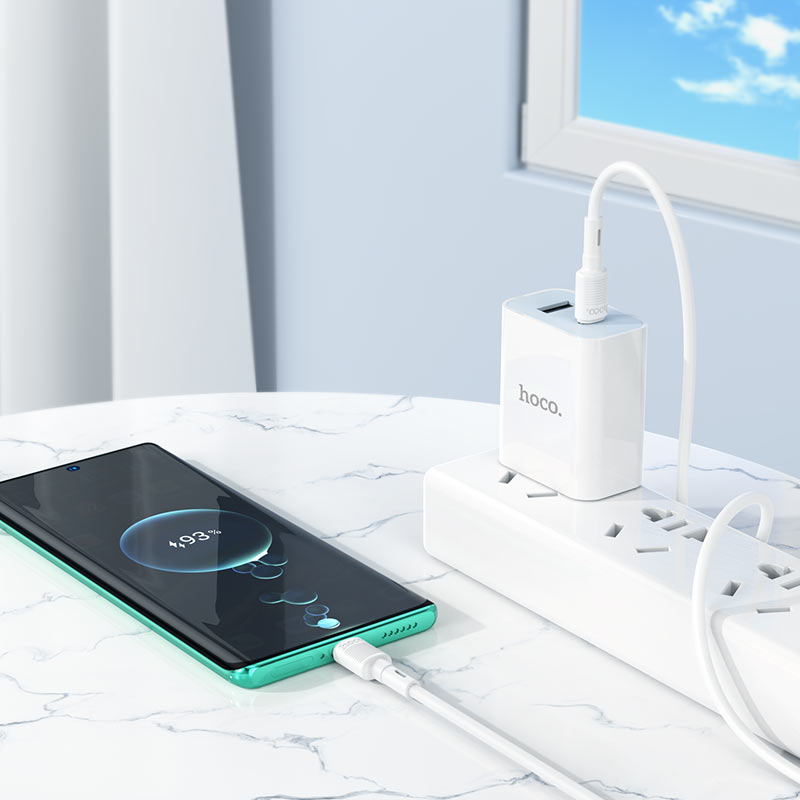 USB-C data- og ladekabel - USB-C HOCO X83 Victory, 60W, 1m, Hvit