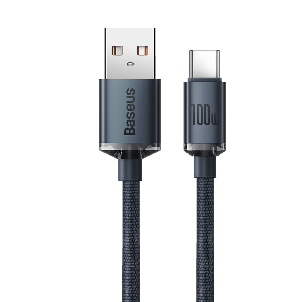 USB-A - USB-C Baseus Crystal Shine Series data- og ladekabel, 100 W, 2 m, svart CAJY000501