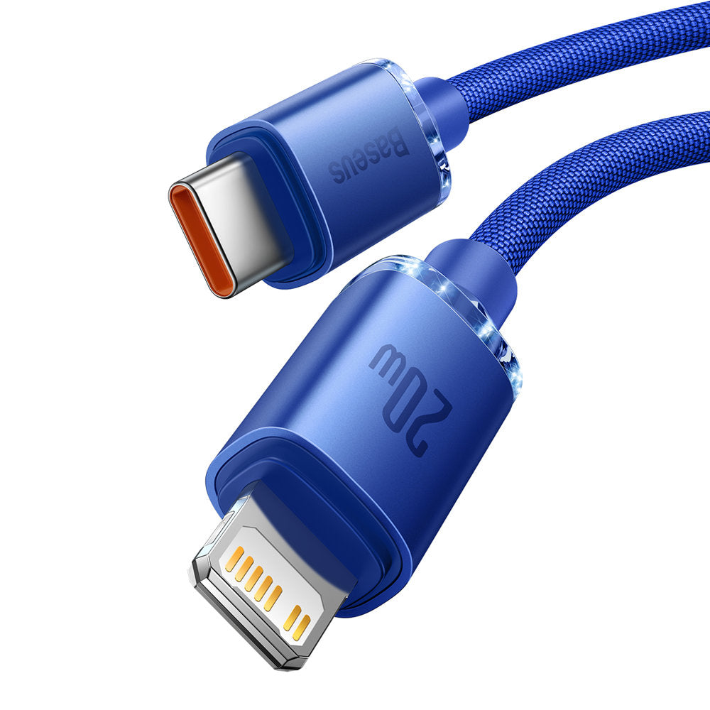 Data- og ladekabel USB-C - Lightning Baseus Crystal Shine Series, 20W, 2m, blå CAJY000303