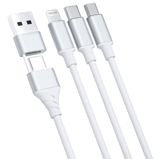 Ladekabel USB-A / USB-C - Lightning / microUSB / USB-C 3MK Hyper 3in1, 12W, 1.5m, Hvit