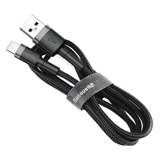 Data- og ladekabel USB-A - Lightning Baseus Cafule, 18W, 2m, Grå CALKLF-CG1 CALKLF-CG1