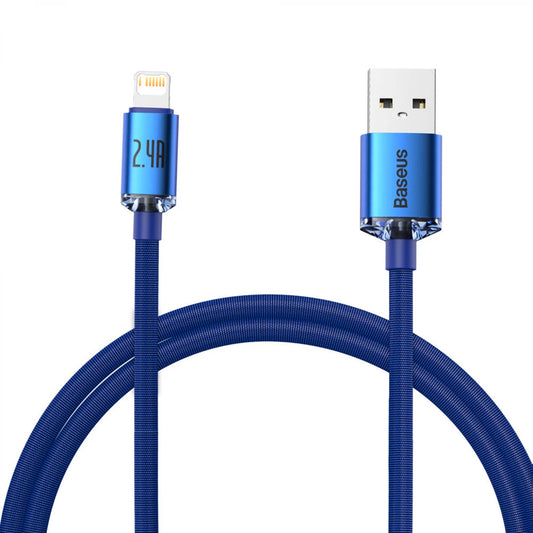 Baseus Crystal Shine Series USB-A - Lightning data- og ladekabel, 18 W, 2 m, blå CAJYY000103